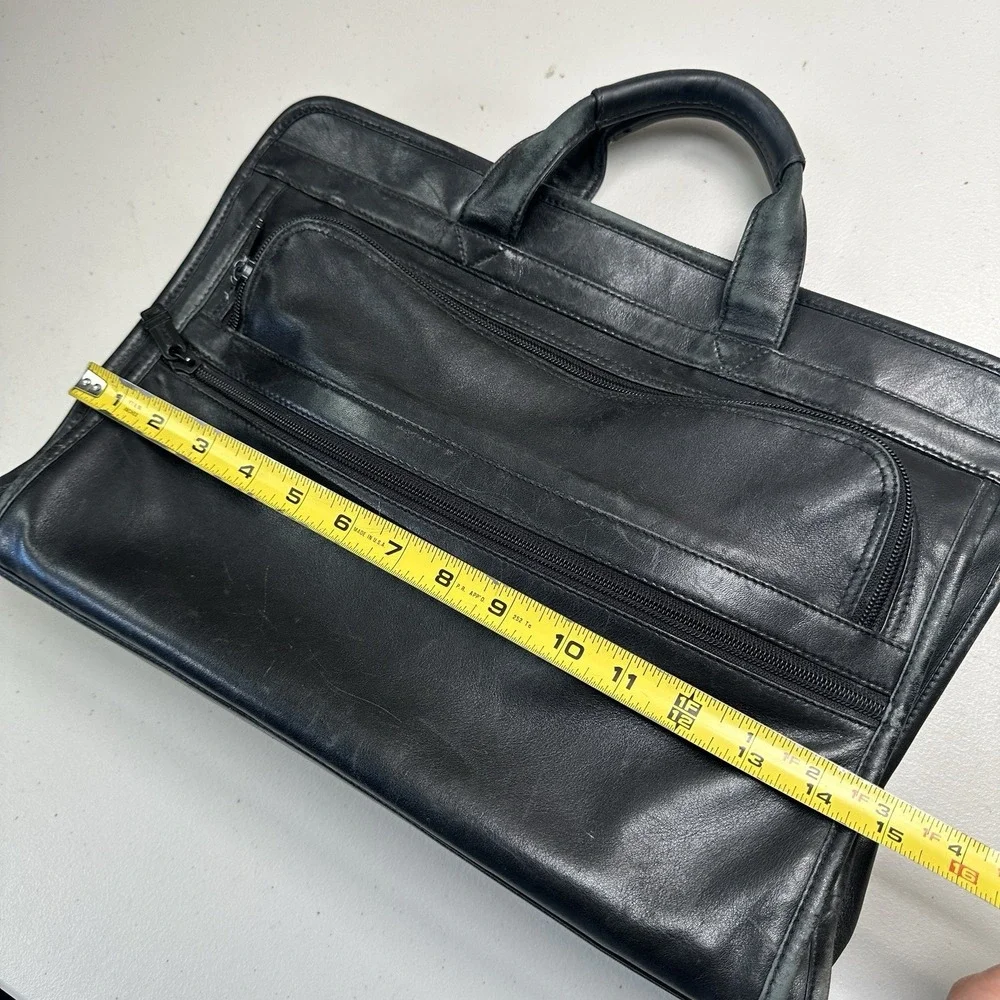 Vintage TUMI 9602D3 Napa Leather Laptop Briefcase Organizer Black Office Work